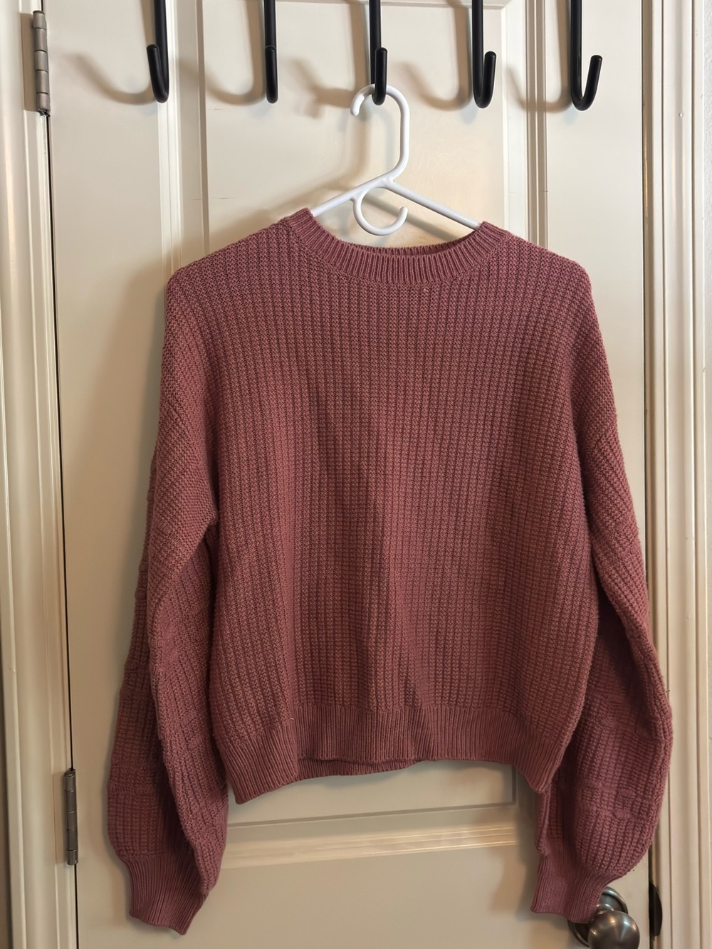 Women's Ribbed Crewneck Sweater in Dusty Rose